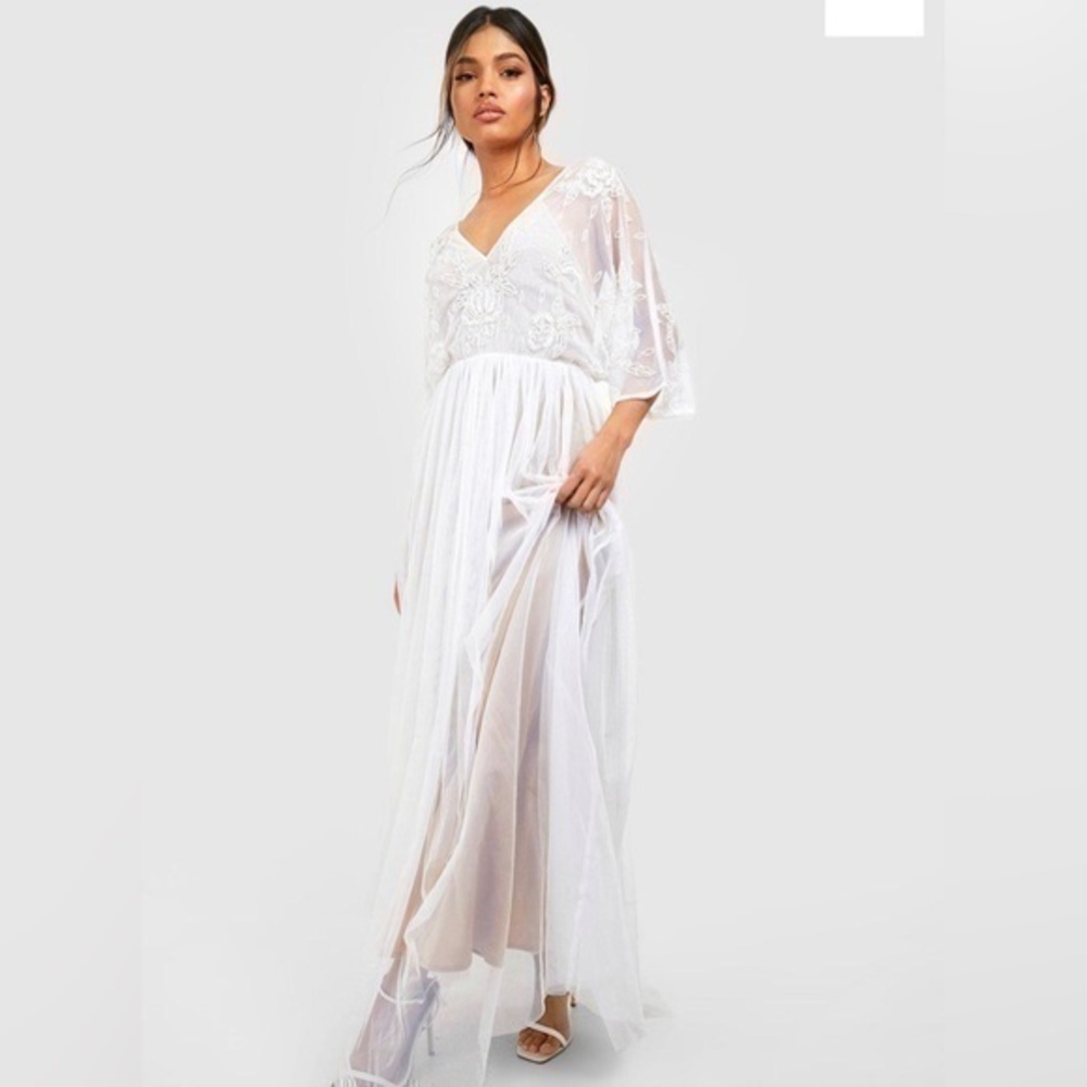 Embellished Kimono Formal Maxi Dress